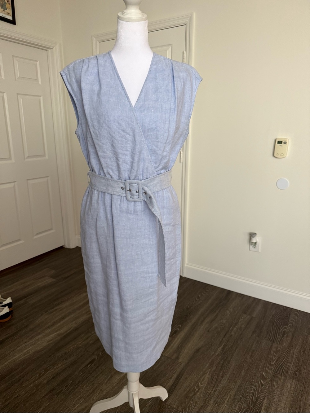 J. McLaughlin Pale Blue Belted Midi Wrap Dress